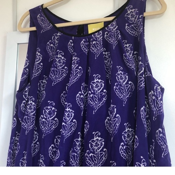Anthropologie/Maeve Silk Purple Print Dress - Picture 6 of 9